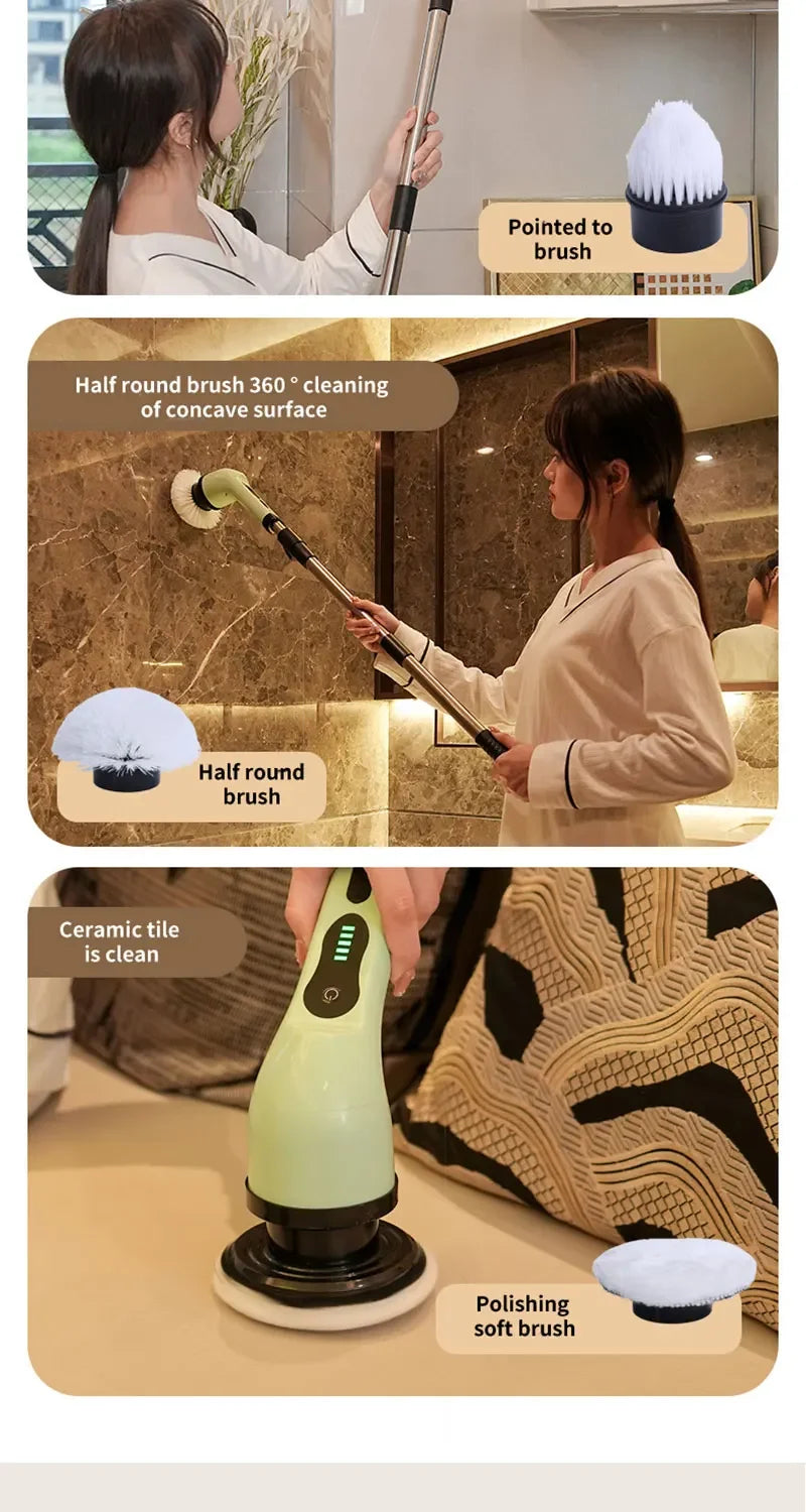 Cordless Spin Scrubber Electric Multipurpose Cleaning Brush for Kitchen Bathroom Toilet - Household Hair Brushes And Mops